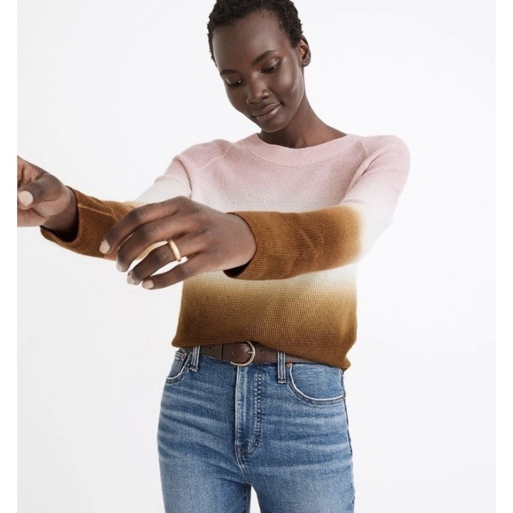 Madewell 100% Cashmere Shrunken Ombre Dip Dye Crewneck Sweater Women's Size XS